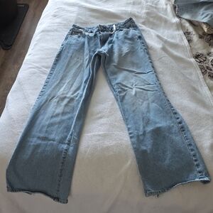 Women's Light Blue Wide Leg Jeans - Classic Flare Denim